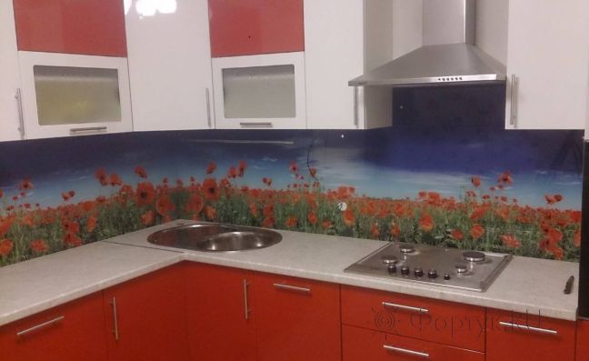 Скинали фото: маковое поле, заказ #УТ-298, Красная кухня.
