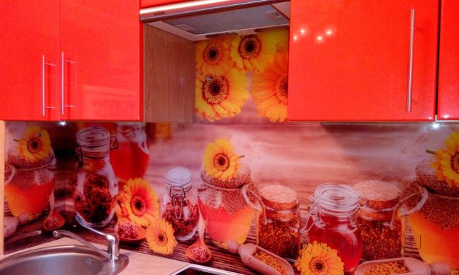 Скинали фото: медовый коллаж, заказ #УТ-1003, Красная кухня.