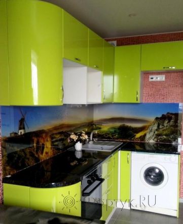 Скинали для кухни фото: мельница на краю обрыва, заказ #ГМУТ-015, Зеленая кухня.
