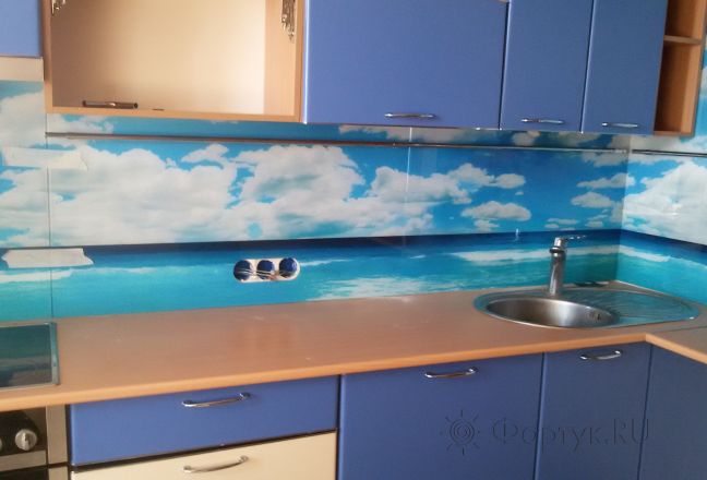 Стеклянная фото панель: море и небо, заказ #ГМУТ-575, Синяя кухня. Изображение 183544