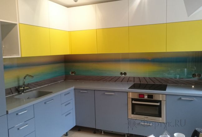 Скинали для кухни фото: море и солнце, заказ #УТ-2335, Желтая кухня.