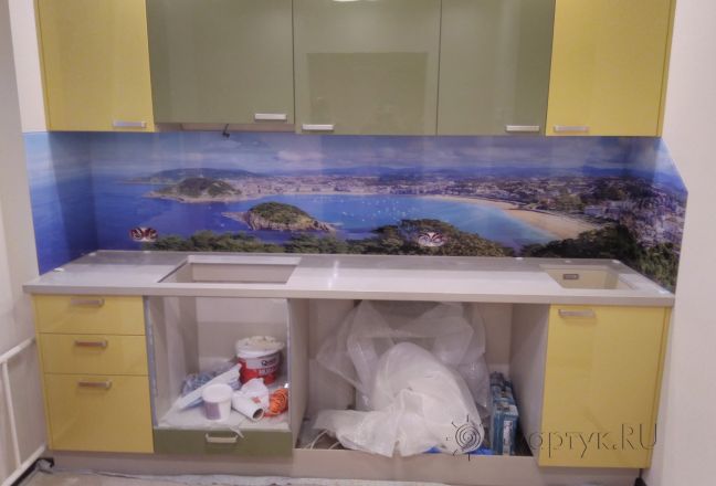 Скинали для кухни фото: море. вид сверху, заказ #ИНУТ-517, Желтая кухня.