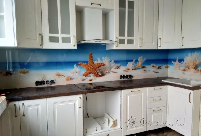 Фартук для кухни фото: морская звезда, заказ #ИНУТ-1729, Белая кухня. Изображение 186144