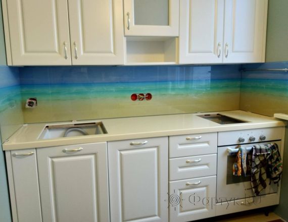 Фартук для кухни фото: морские волны, заказ #ИНУТ-2560, Белая кухня.