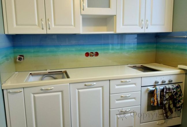 Фартук для кухни фото: морские волны, заказ #ИНУТ-2560, Белая кухня. Изображение 206664
