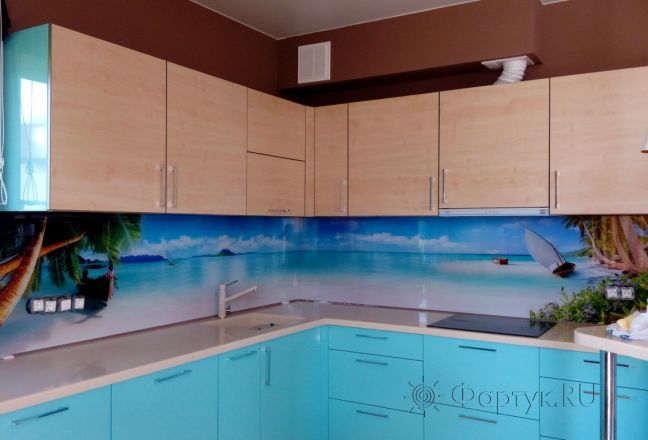 Стеклянная фото панель: морской пейзаж, заказ #ГМУТ-194, Синяя кухня. Изображение 111428