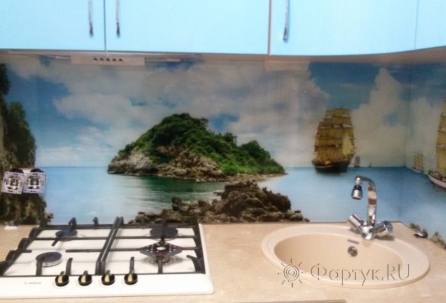Стеклянная фото панель: морской пейзаж, заказ #ГМУТ-711, Синяя кухня. Изображение 205622