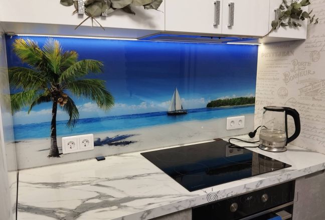 Стеновая панель фото: морской пейзаж, заказ #ИНУТ-16938, Серая кухня.