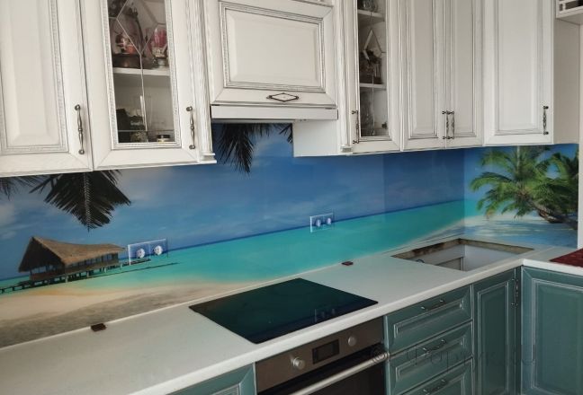 Стеклянная фото панель: морской пейзаж, заказ #ГОУТ-11, Синяя кухня. Изображение 82952