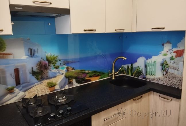 Фартук с фотопечатью фото: морской пейзаж, заказ #ГОУТ-25, Коричневая кухня.