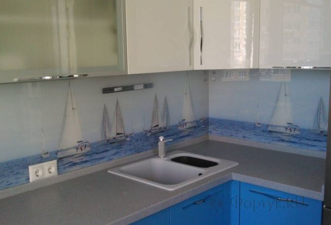 Стеклянная фото панель: морской пейзаж , заказ #S-272, Синяя кухня. Изображение 111516