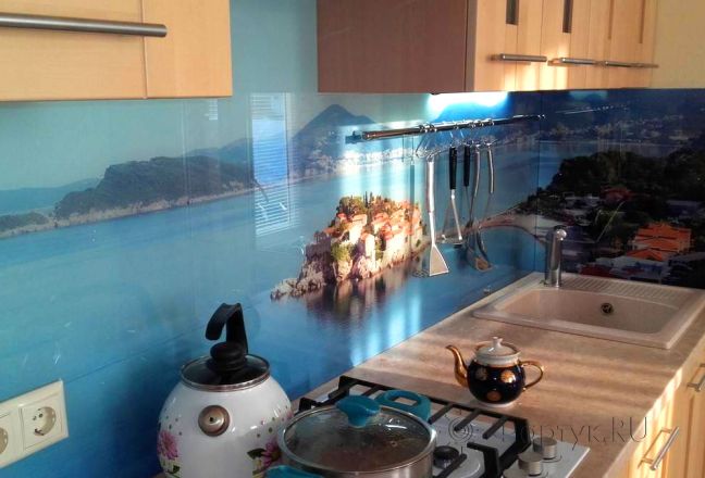 Фартук с фотопечатью фото: морской пейзаж. , заказ #SN-93, Коричневая кухня.