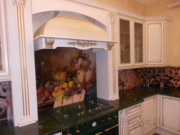 Фартук для кухни фото: мозаика в стиле барокко., заказ #УТ-1150, Белая кухня.