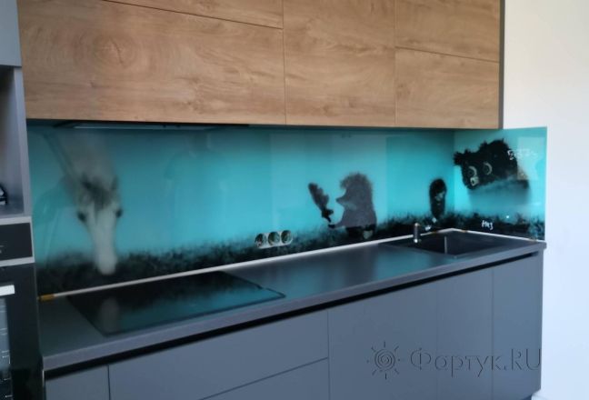 Стеновая панель фото: мультфильм ежик в тумане, заказ #ИНУТ-8875, Серая кухня. Изображение 197130