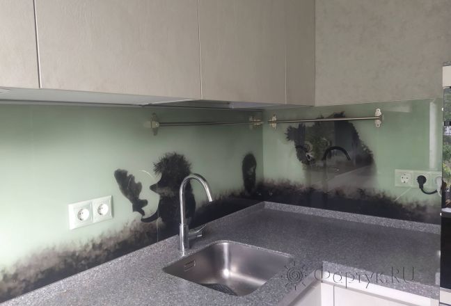 Стеновая панель фото: мультфильм ежик в тумане, заказ #ИНУТ-15207, Серая кухня. Изображение 197130