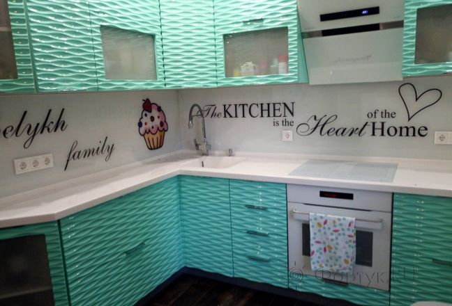 Скинали для кухни фото: надписи на белом фоне, заказ #ИНУТ-4425, Зеленая кухня.