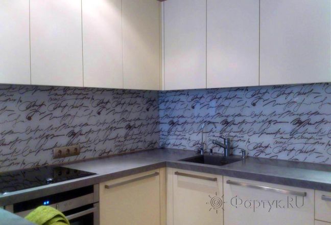 Фартук для кухни фото: надписи пером на белом фоне., заказ #SK-328, Белая кухня.