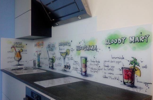 Стеновая панель фото: напитки, заказ #ИНУТ-1389, Серая кухня.