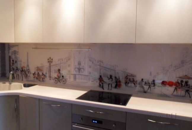 Стеновая панель фото: нарисованные улицы., заказ #S-746, Серая кухня. Изображение 110828