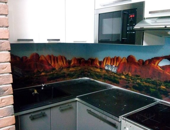Стеновая панель фото: национальный парк арки, штат юта., заказ #S-904, Серая кухня.