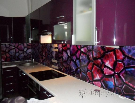 Фартук фото: необычная текстура драгоценных камней., заказ #УТ-238, Фиолетовая кухня.