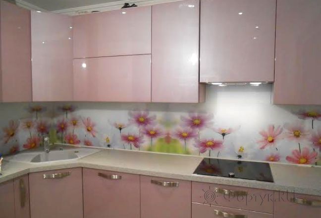 Фартук фото: нежное изображение с цветами., заказ #SK-1009, Фиолетовая кухня. Изображение 111940