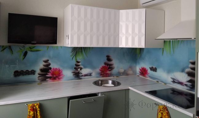 Стеновая панель фото: нежный цветочный коллаж, заказ #ИНУТ-3332, Серая кухня.