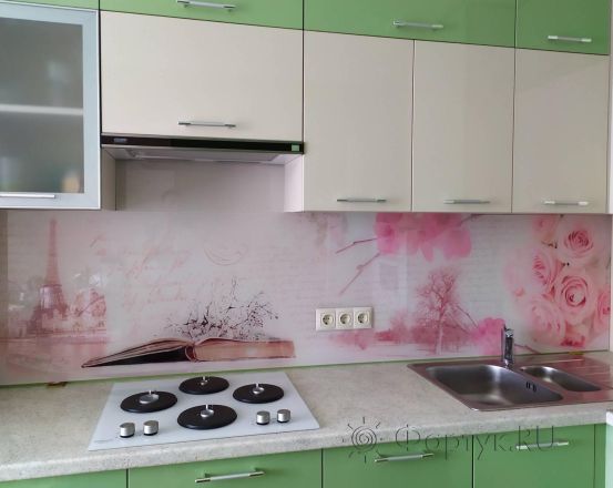 Скинали для кухни фото: нежный цветочный коллаж, заказ #ИНУТ-4142, Зеленая кухня.