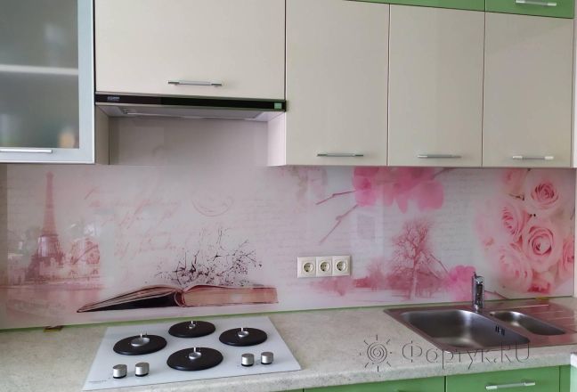 Скинали для кухни фото: нежный цветочный коллаж, заказ #ИНУТ-4142, Зеленая кухня. Изображение 248890