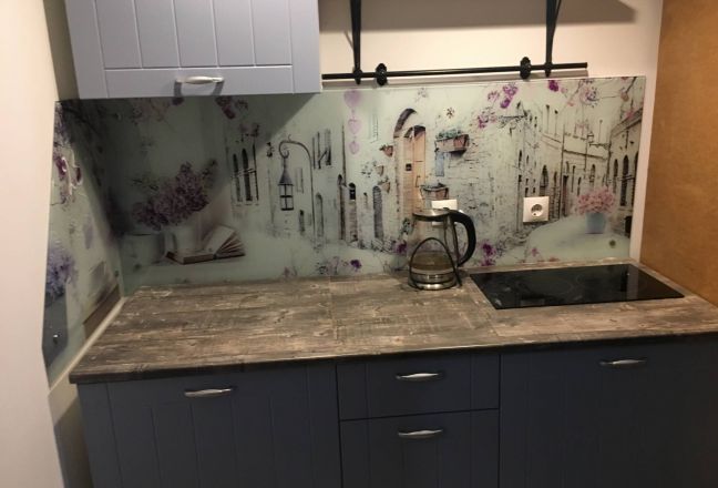 Стеновая панель фото: нежный цветочный коллаж, заказ #КРУТ-2374, Серая кухня. Изображение 186102