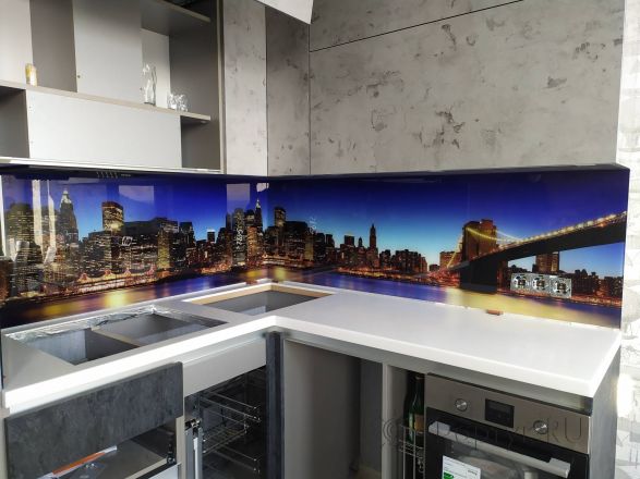 Стеновая панель фото: нью-йорк , заказ #ИНУТ-5682, Серая кухня.