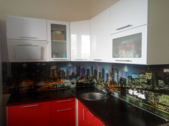 Скинали фото: нью-йорк панорама, заказ #ГМУТ-251, Красная кухня.