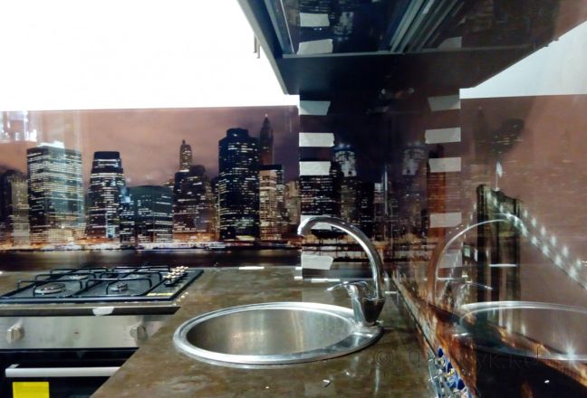 Фартук с фотопечатью фото: нью-йорк в огнях, заказ #УТ-806, Коричневая кухня. Изображение 110822