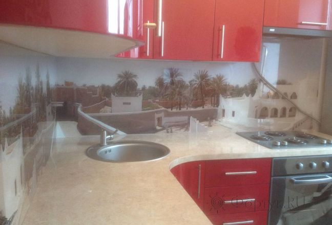 Скинали фото: оазис в ливии, заказ #SK-1210, Красная кухня.