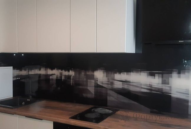 Стеновая панель фото: объемная абстракция, заказ #КРУТ-3565, Серая кухня. Изображение 185036