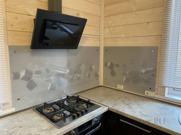 Скинали фото: объемные серые кубики, заказ #КРУТ-2833, Черная кухня.
