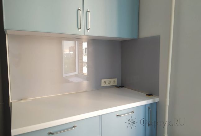 Стеклянная фото панель: однотонная, заказ #ИНУТ-9812, Синяя кухня.