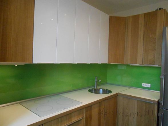 Фартук с фотопечатью фото: однотонное, в зеленом  оттенке., заказ #S-118, Коричневая кухня.