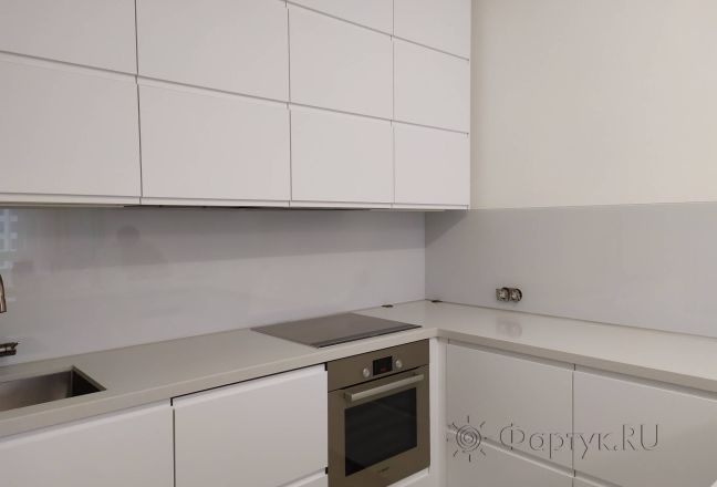 Фартук для кухни фото: однотонный цвет, заказ #ИНУТ-7417, Белая кухня.