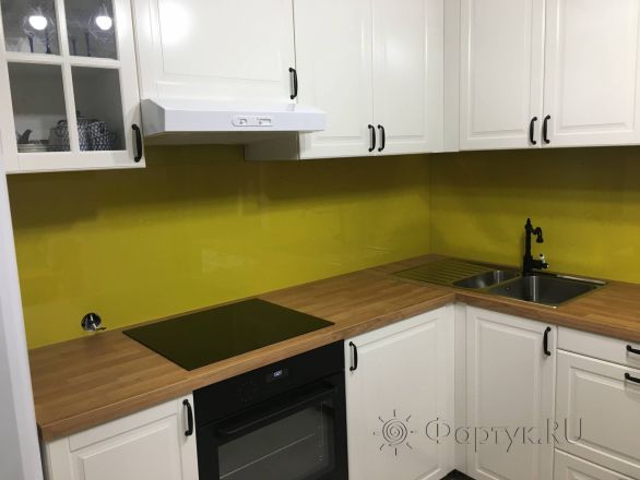 Фартук для кухни фото: однотонный цвет, заказ #КРУТ-2353, Белая кухня.