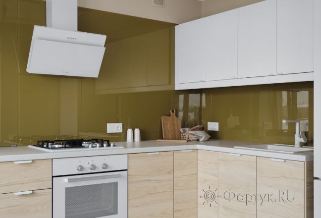 Фартук с фотопечатью фото: однотонный цвет, заказ #КРУТ-2515, Коричневая кухня.