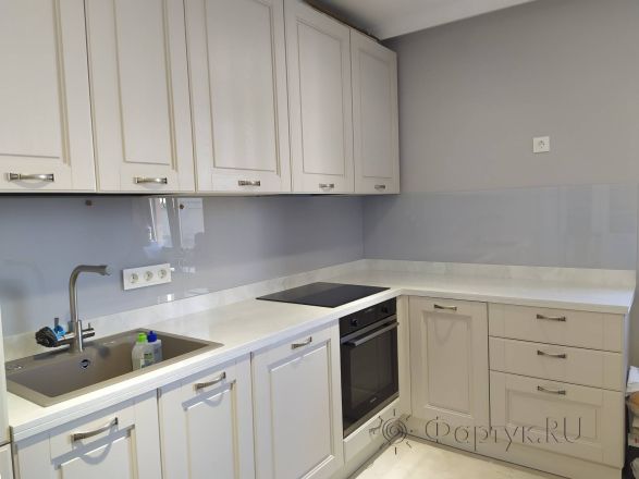 Фартук для кухни фото: однотонный цвет, заказ #ИНУТ-8868, Белая кухня.