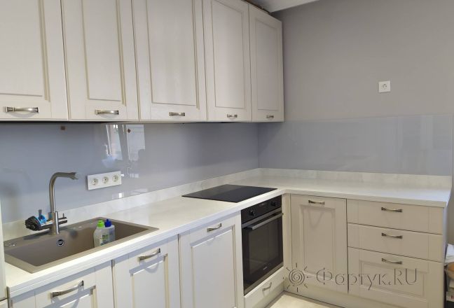 Фартук для кухни фото: однотонный цвет, заказ #ИНУТ-8868, Белая кухня.