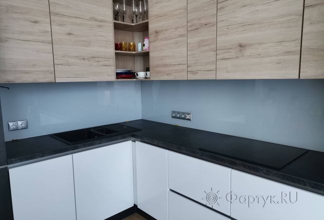 Фартук для кухни фото: однотонный цвет, заказ #ИНУТ-9219, Белая кухня.