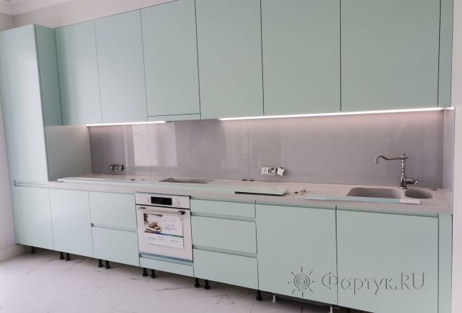 Фартук для кухни фото: однотонный цвет, заказ #ИНУТ-9289, Белая кухня.