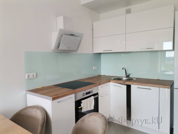 Фартук для кухни фото: однотонный цвет, заказ #ИНУТ-9816, Белая кухня.