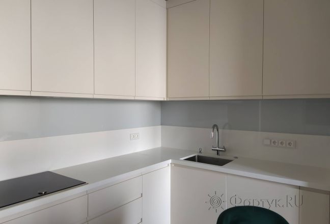 Фартук для кухни фото: однотонный цвет, заказ #ИНУТ-9888, Белая кухня.