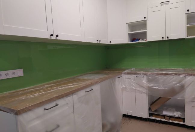 Фартук для кухни фото: однотонный цвет, заказ #ИНУТ-9818, Белая кухня.