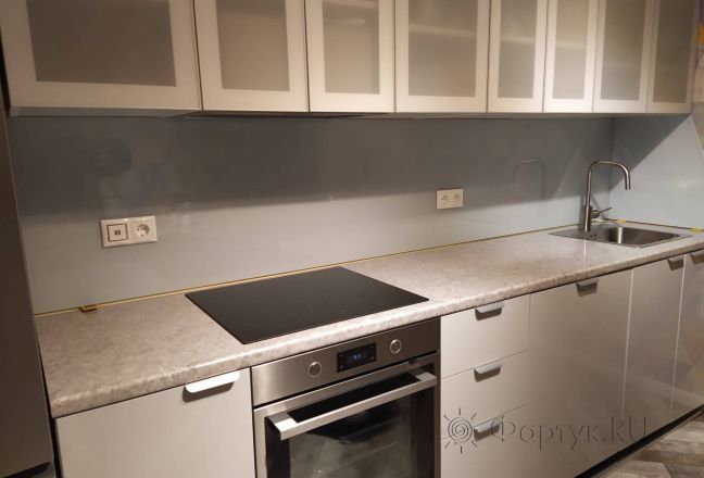 Стеновая панель фото: однотонный цвет, заказ #ИНУТ-9959, Серая кухня.