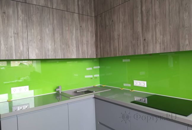 Стеновая панель фото: однотонный цвет, заказ #ИНУТ-10063, Серая кухня.